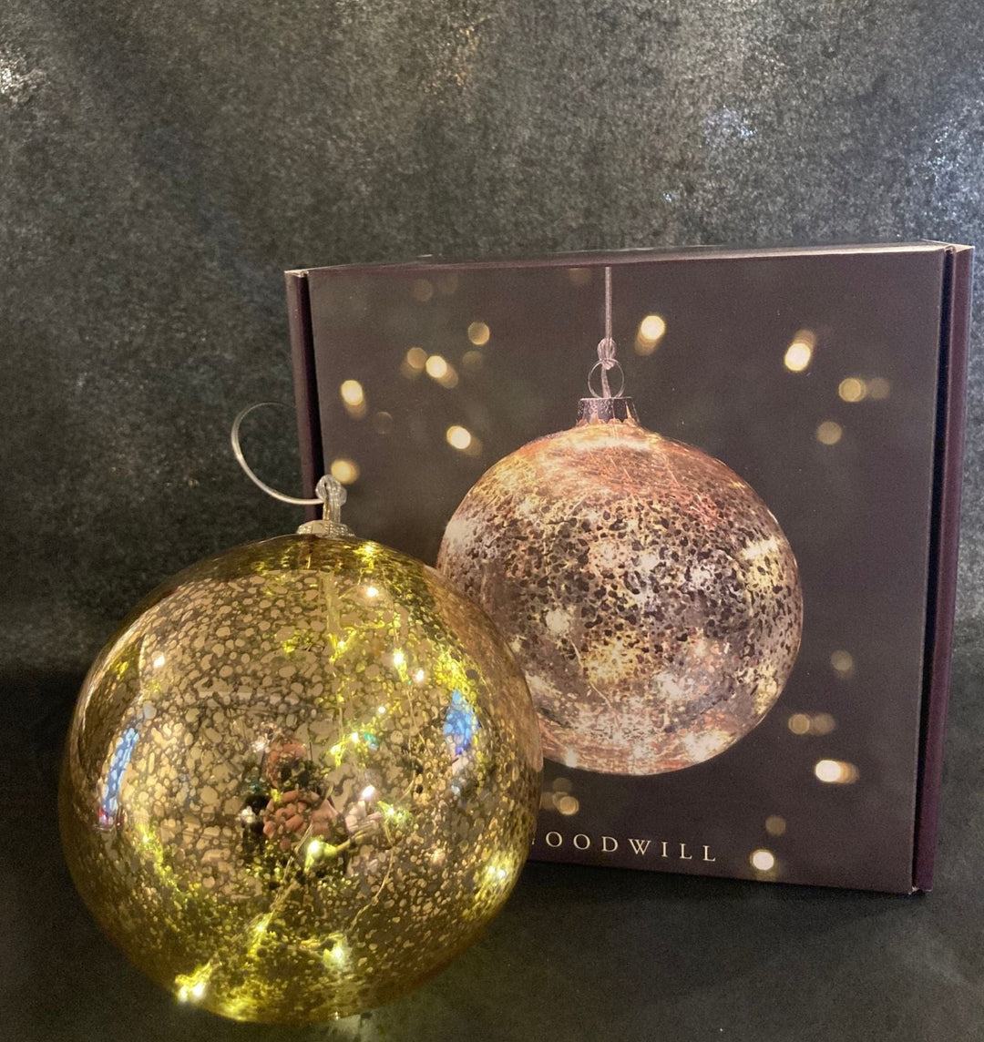 Bauble with Antique Finish - Champagne - 10cm - Sutherland Interiors