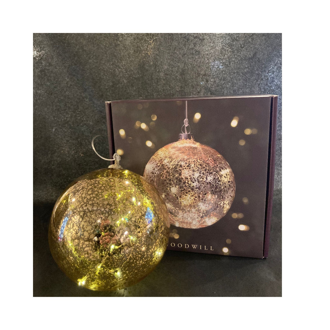 Bauble with Antique Finish - Champagne - 12cm - Sutherland Interiors