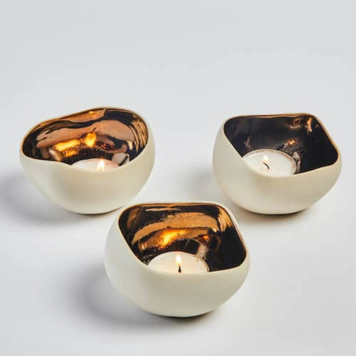 Bronze Ceramic Candle Holders - 3 Pieces - Sutherland Interiors