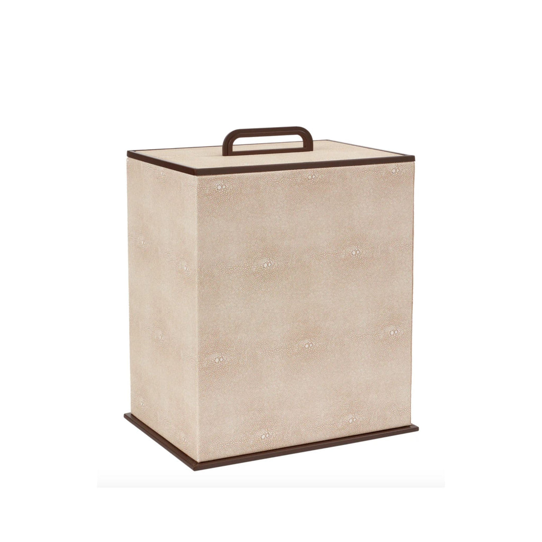 Ecru Faux Shagreen Bin - Sutherland Interiors