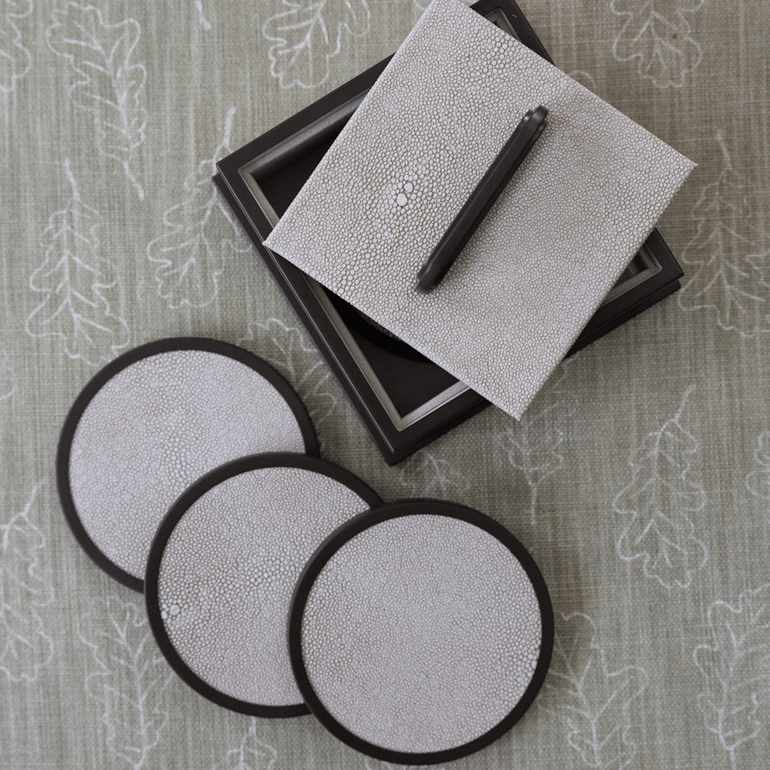 Ecru Faux Shagreen Coasters - Set of 4 - Sutherland Interiors