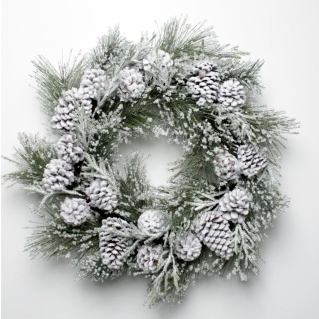 ICED PINE CONE SNOW WREAT 45.72CM