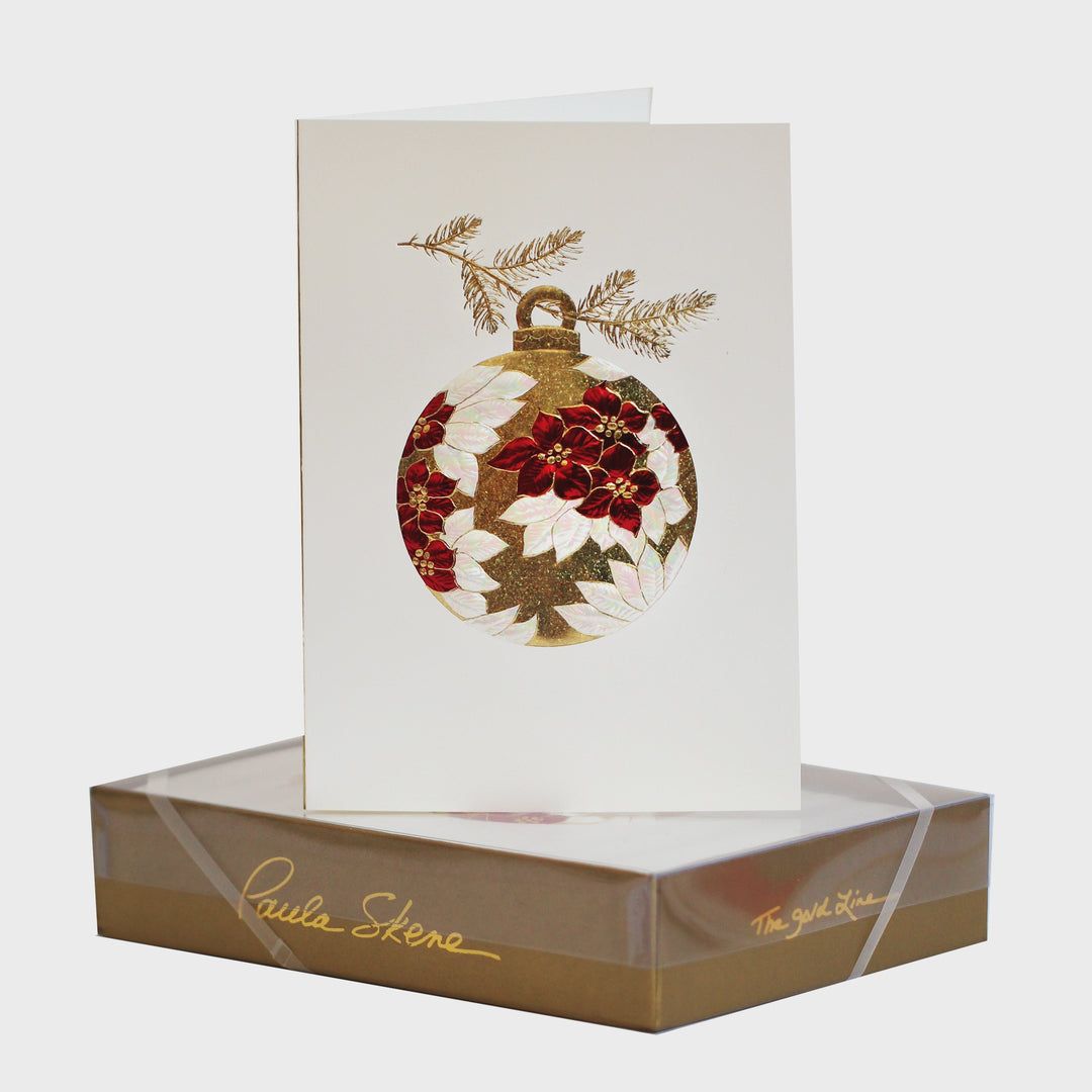 Poinsettia Ornament on Ecru Christmas Card (10)