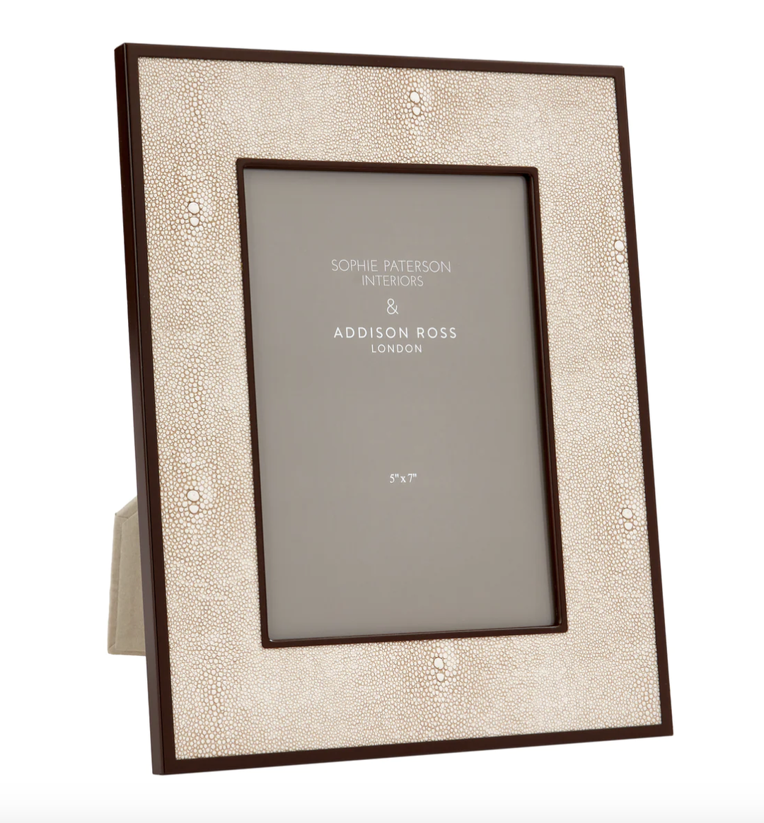 Ecru Faux Shagreen & Bronze Frame