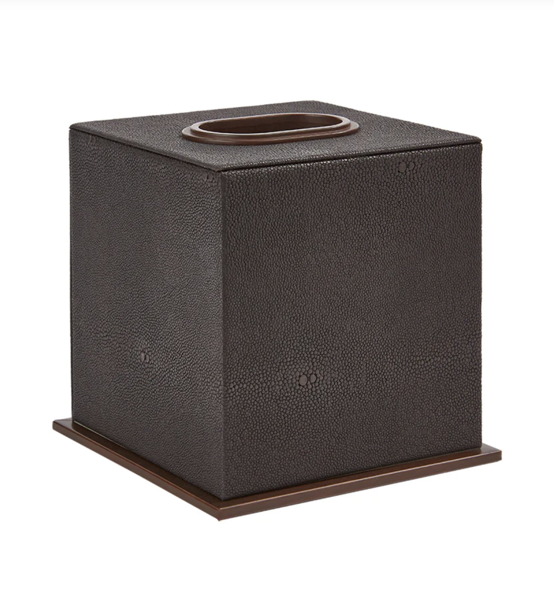 ANTHRACITE FAUX SHAGREEN TISSUE BOX