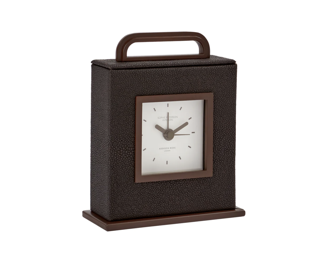 ANTHRACITE FAUX SHAGREEN CARRIAGE CLOCK