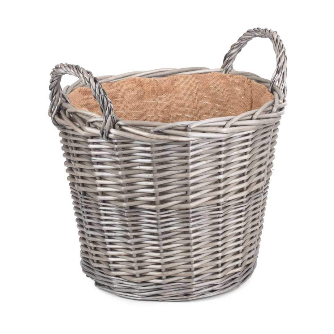 Round Lined Wicker Log Basket