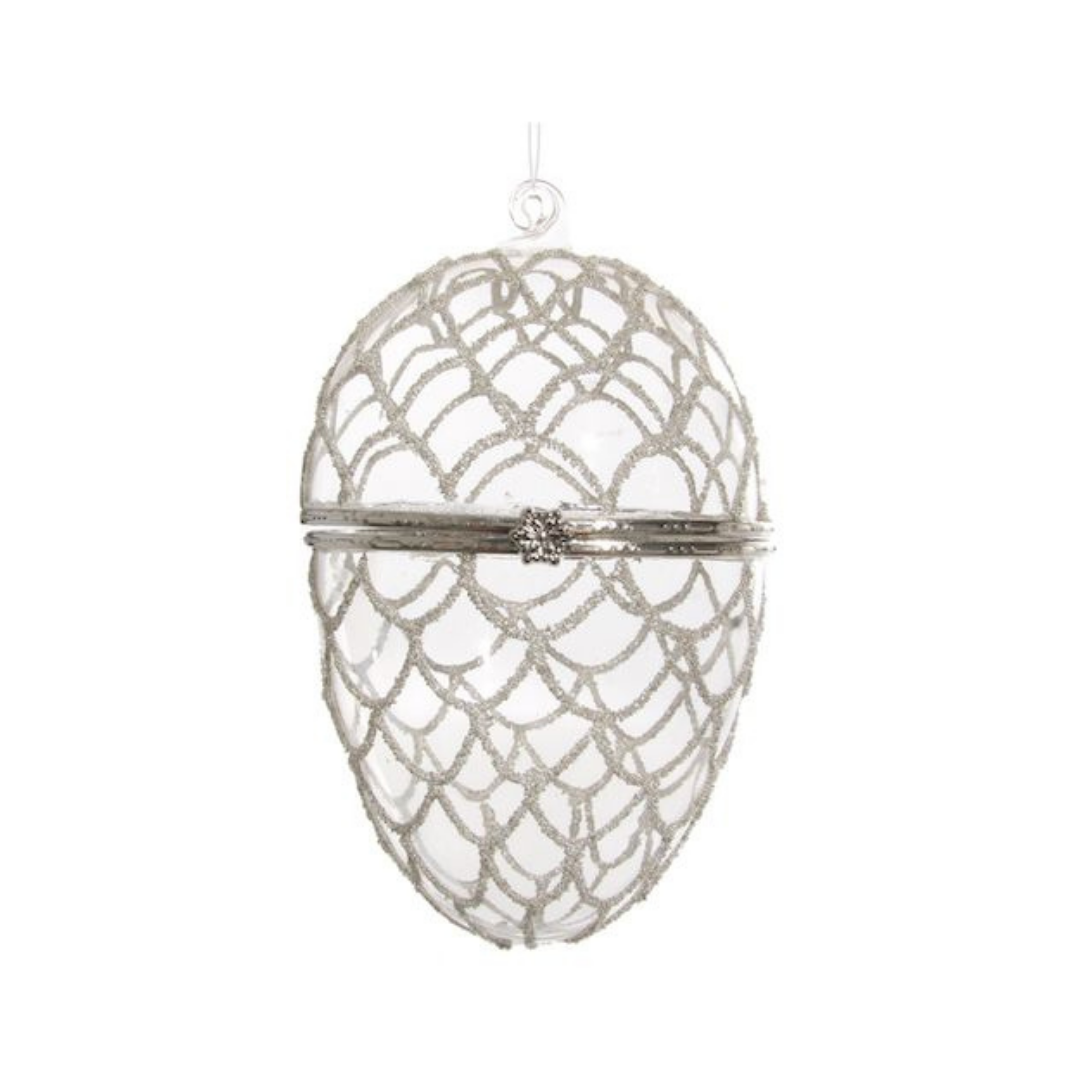 Silver Beaded Egg Bauble