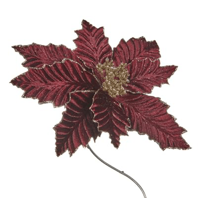 Burgundy Poinsettia Clip - Sutherland Interiors