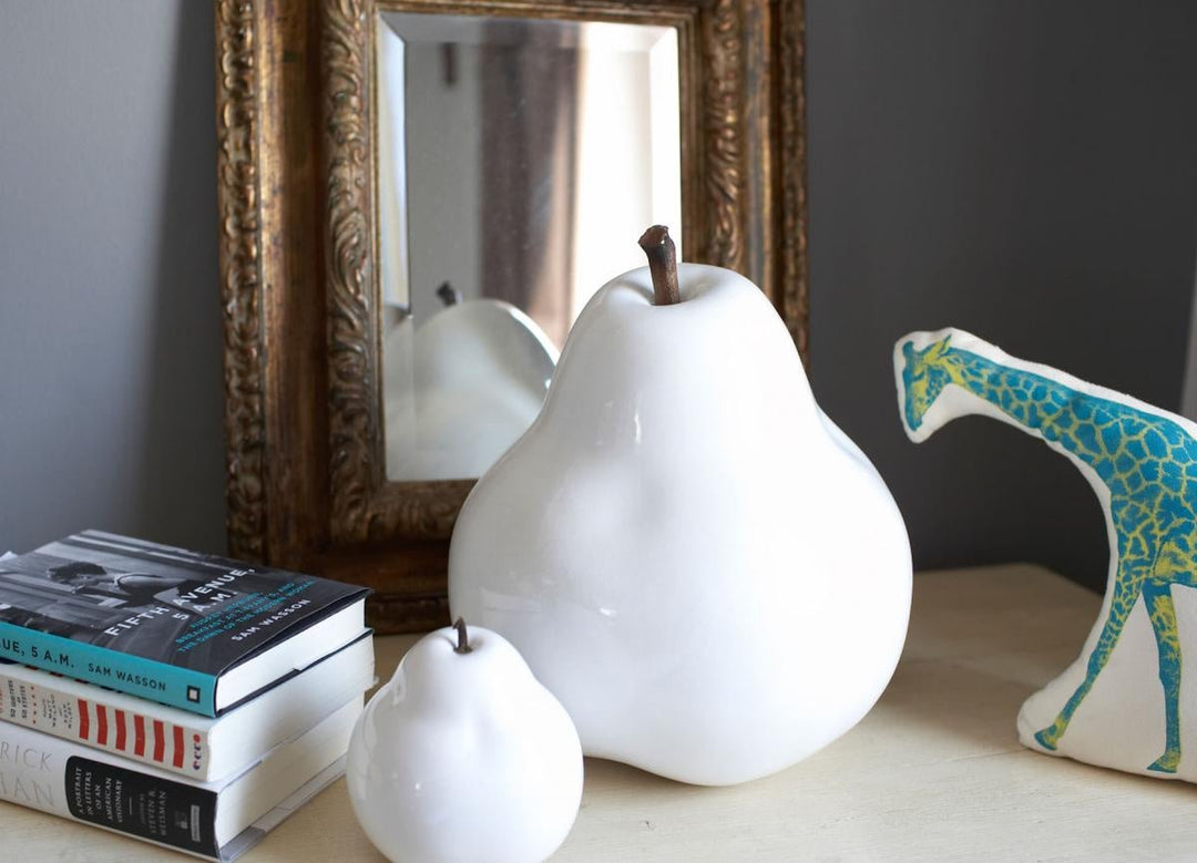 Ceramic Pear - White Glazed L - Sutherland Interiors