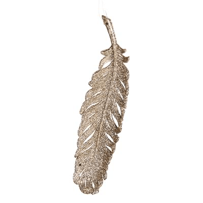 Feather Ornament in Gold Glitter - Sutherland Interiors