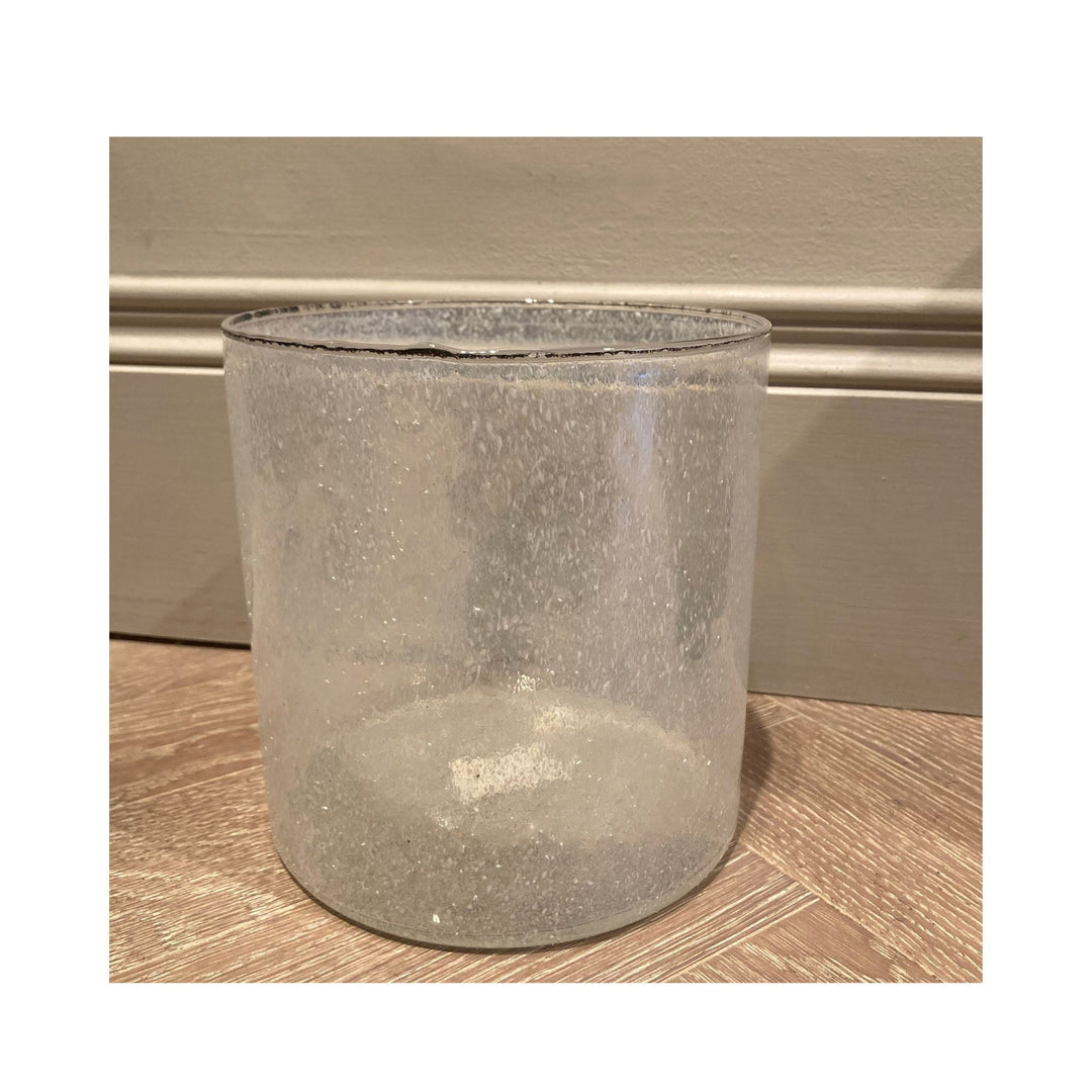 Glass Cylinder Crinkled White Small - Sutherland Interiors