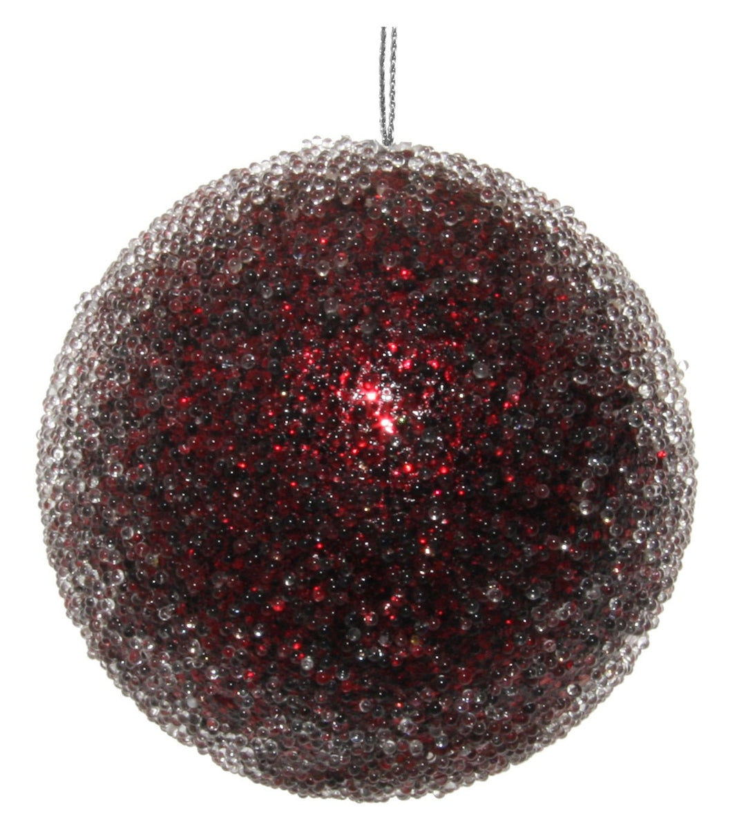 Iced Burgundy Glitter Bauble 8cm - Sutherland Interiors