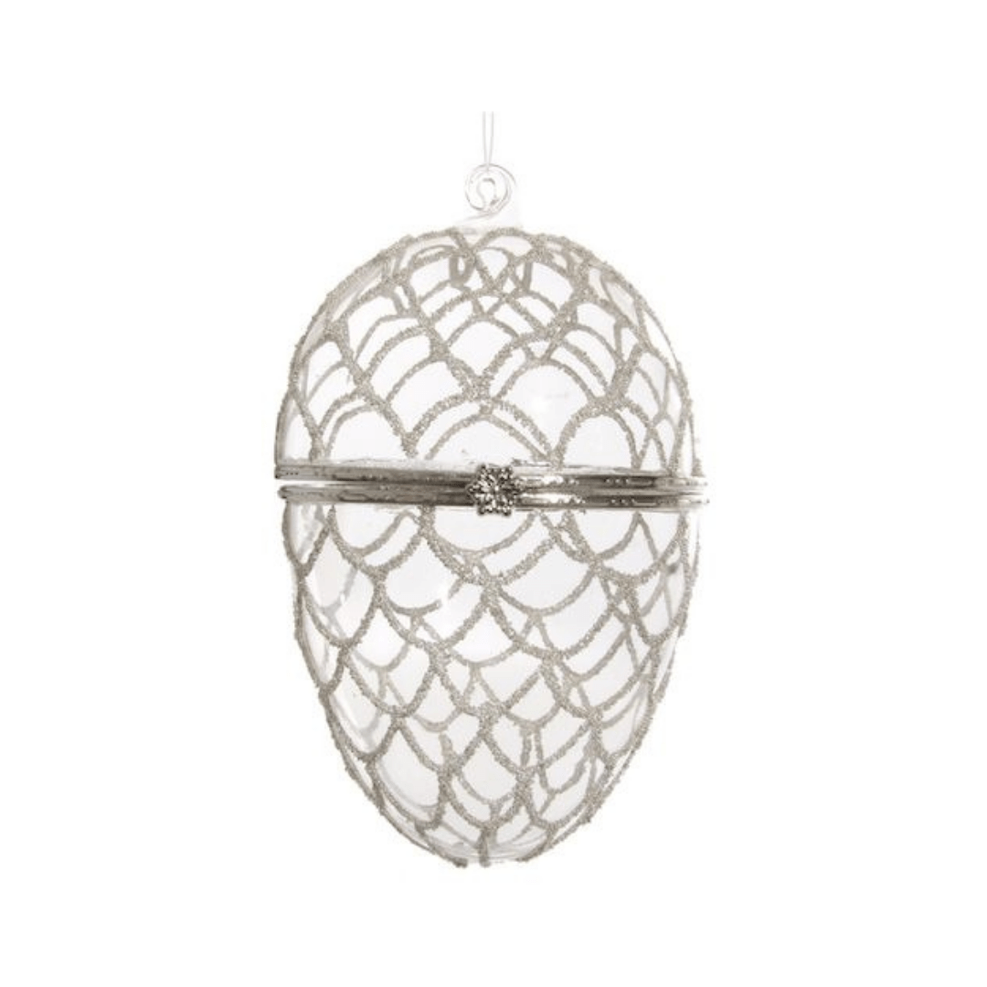 Silver Beaded Egg Bauble - Sutherland Interiors