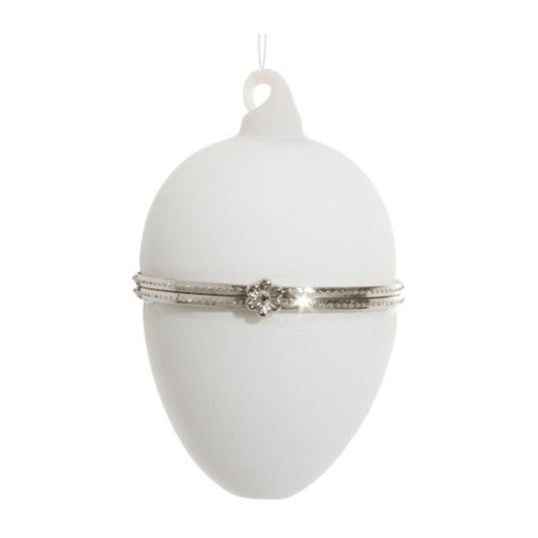 White Opening Egg Bauble Large - Sutherland Interiors