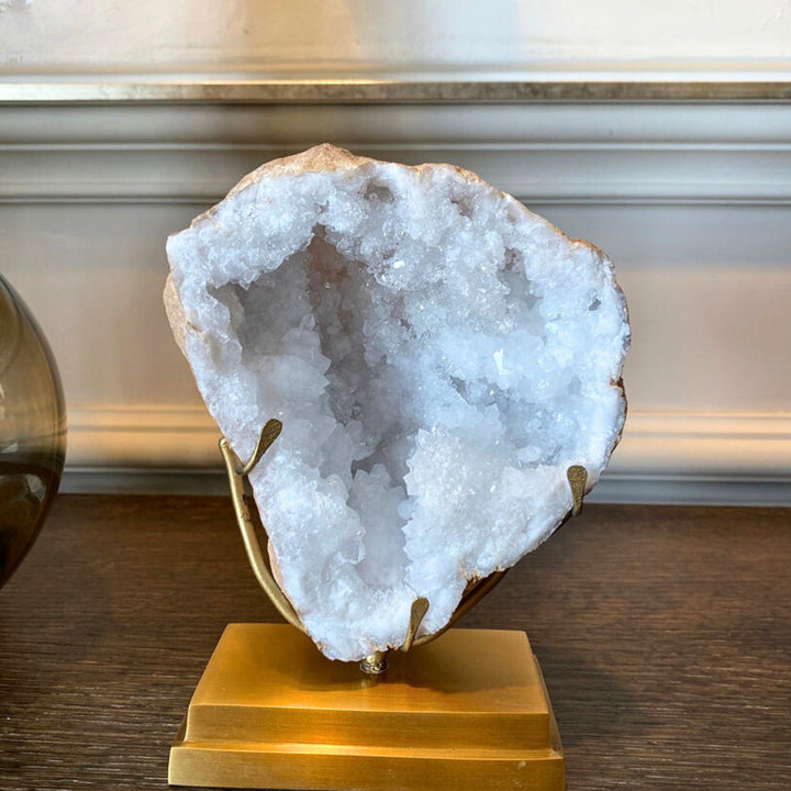 Open rock crystal geode from Morocco L