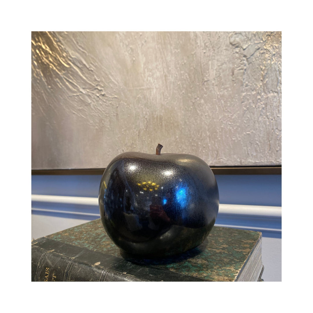 Ceramic Apple- Portuguese Faience Anthracite Glazed