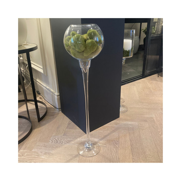 Glass ball vase on leg clear