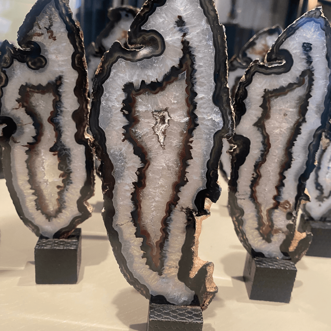 Agate Slice on Black Cube - Sutherland Interiors