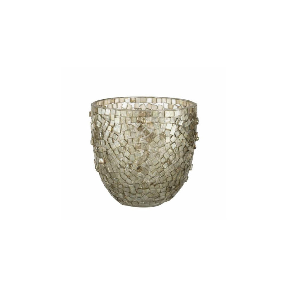gold textured small candle holder or votive on white background
