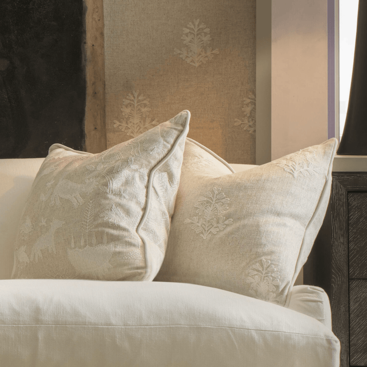 Alba Ivory Embroidered Cushion - Sutherland Interiors