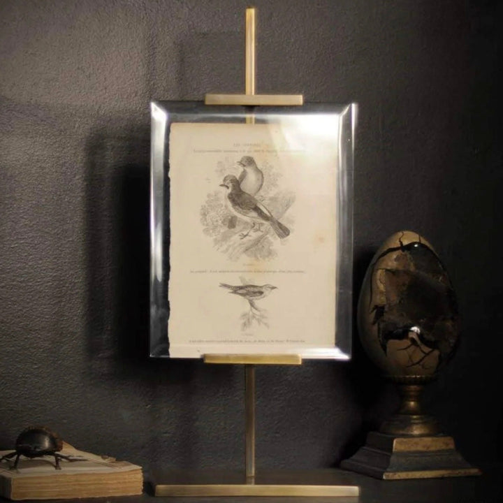 Antique Brass Display Easel with Bevelled Glass - Sutherland Interiors