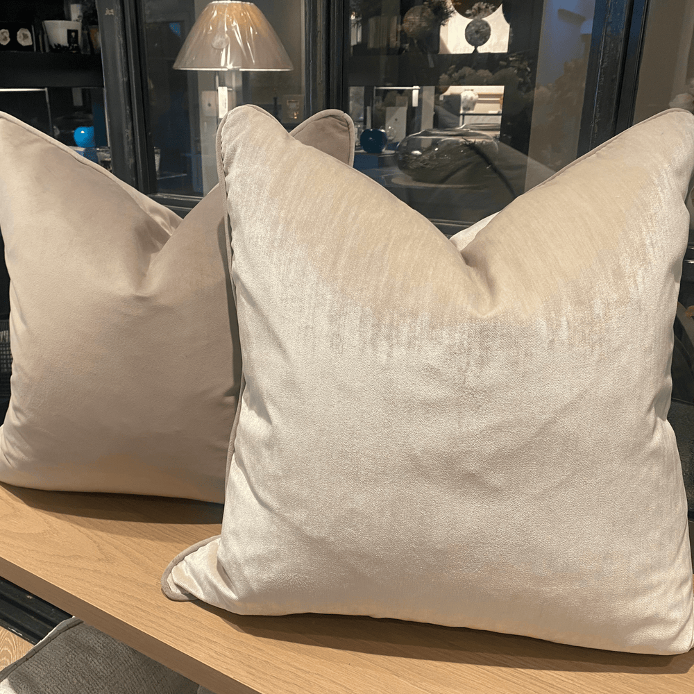 Beige Velvet Cushion - Sutherland Interiors