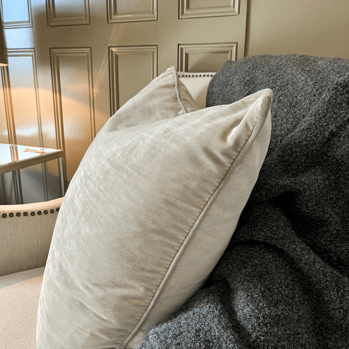 Beige Velvet Cushion - Sutherland Interiors