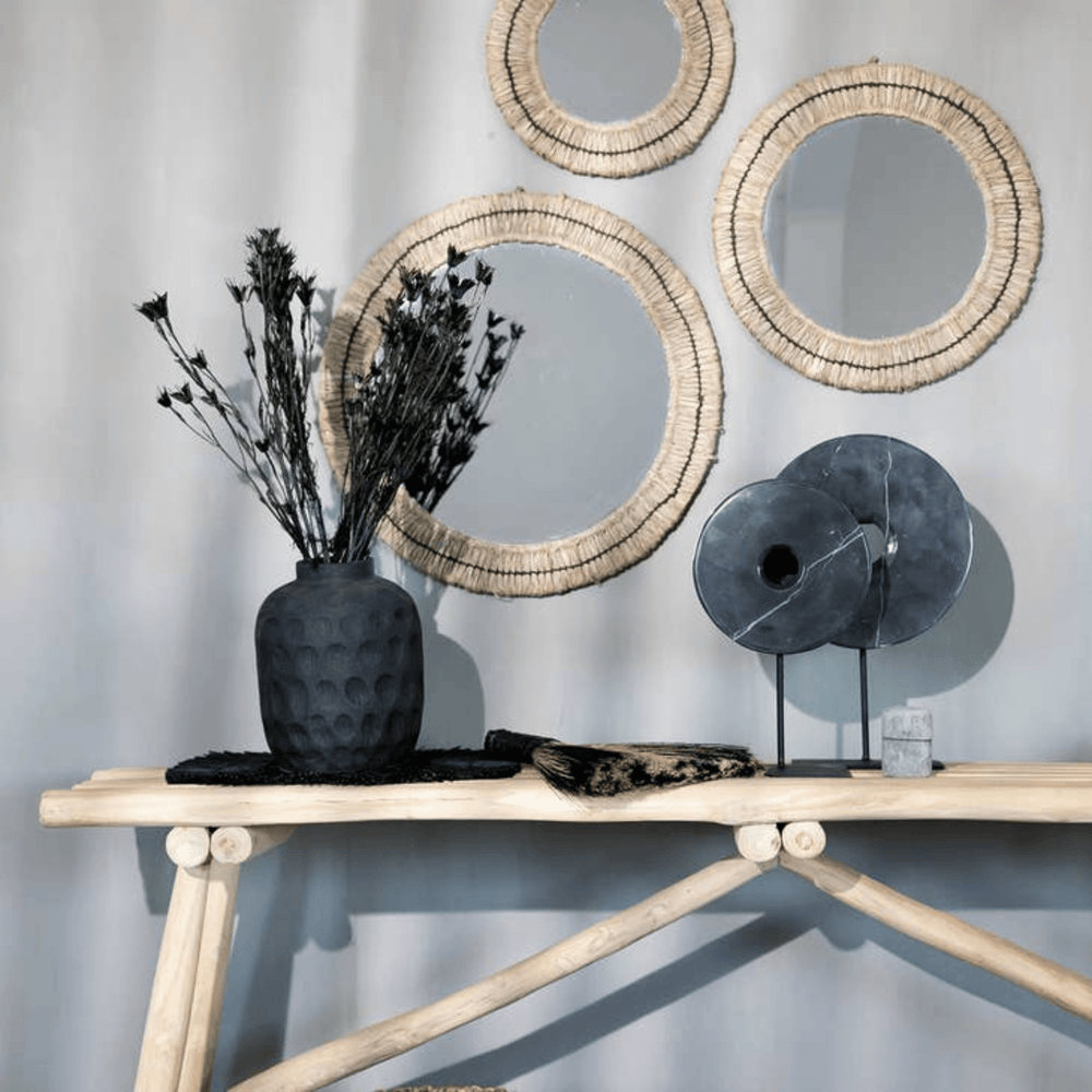 Black Marble Disc on Stand - Sutherland Interiors