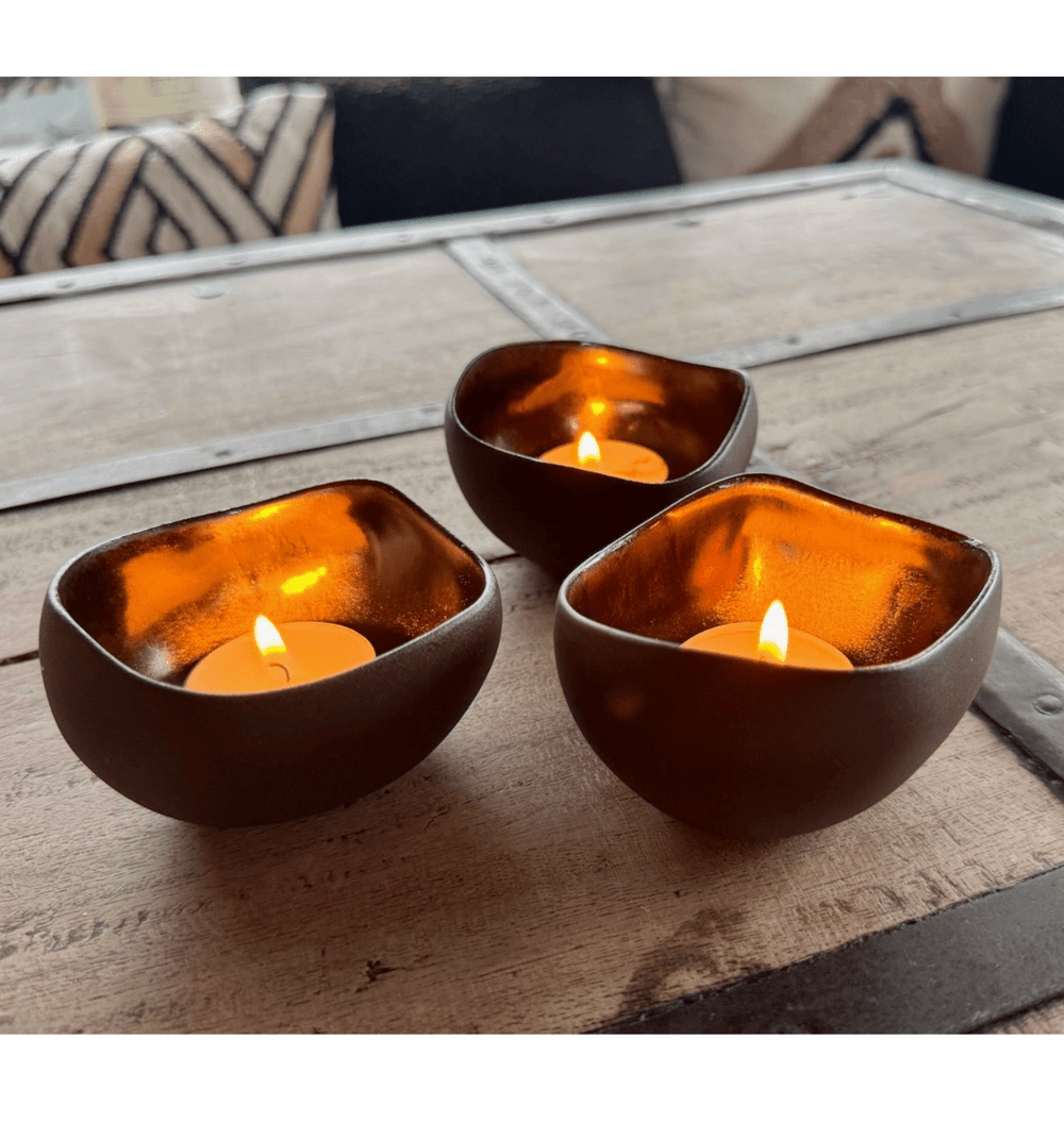 Brass Ceramic Candle Trio - Sutherland Interiors