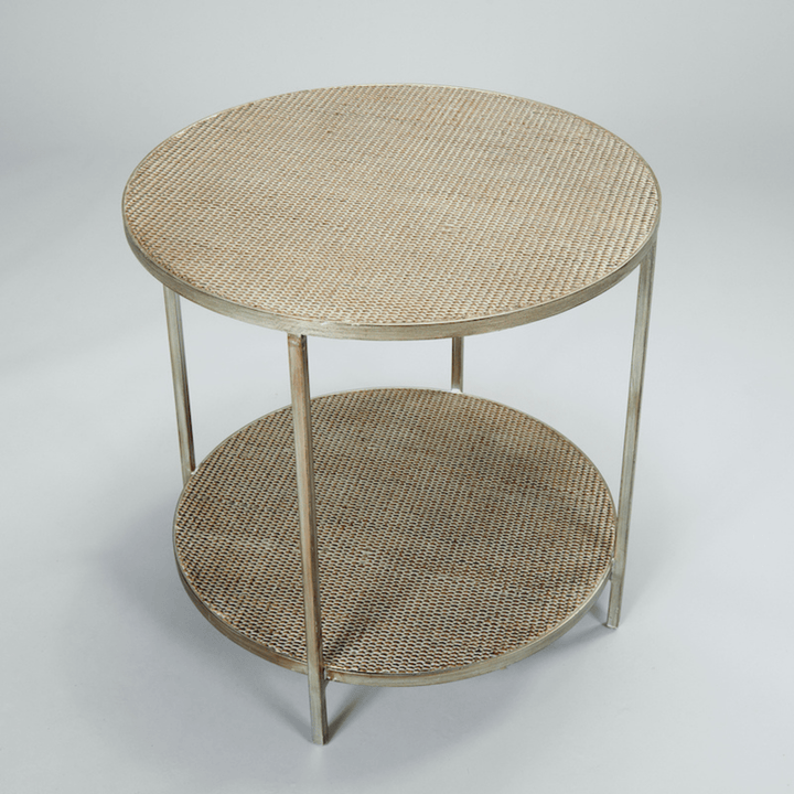 Bronson Side Table Rattan/ Aged Silver - Sutherland Interiors