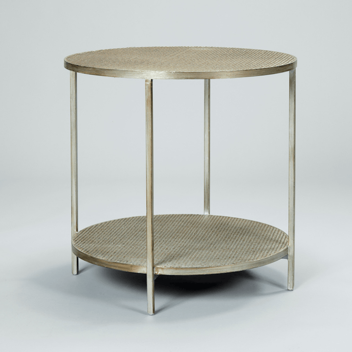 Bronson Side Table Rattan/ Aged Silver - Sutherland Interiors