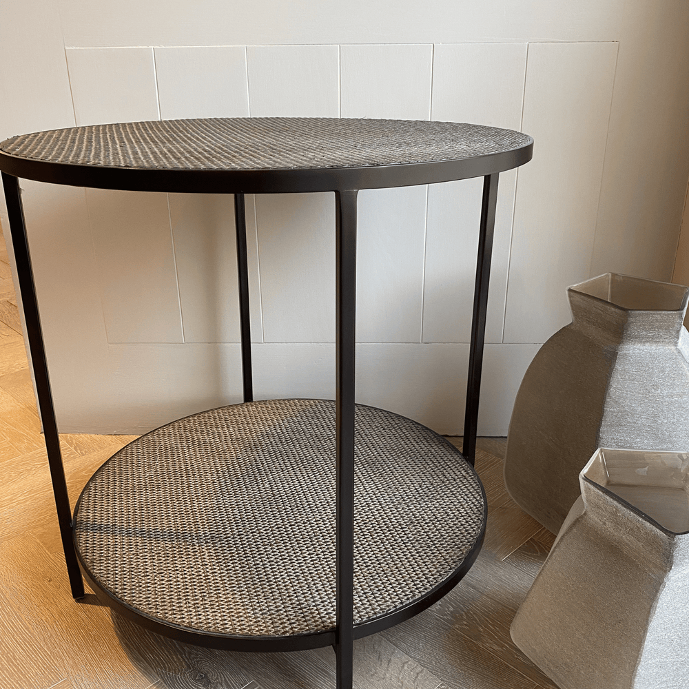 Bronson Side Table Rattan/Bronze - Sutherland Interiors