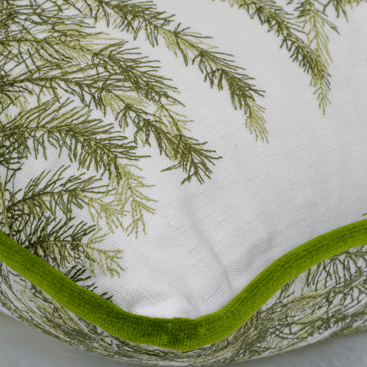 Brooklyn Leaf Embroidered Green Cushion - Sutherland Interiors