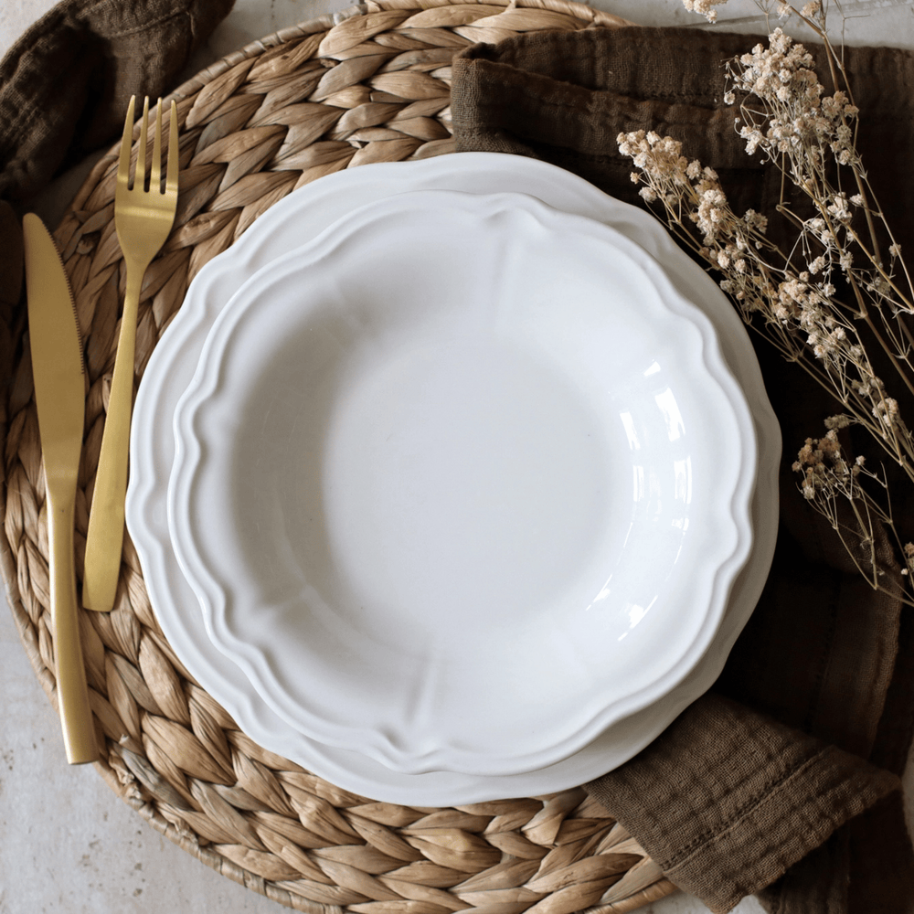 Charlotte Flat Plate 26cm White Stoneware - Sutherland Interiors