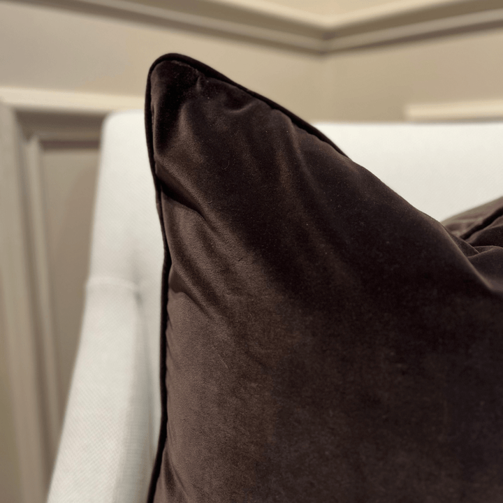 Chocolate Velvet Cushion - Sutherland Interiors