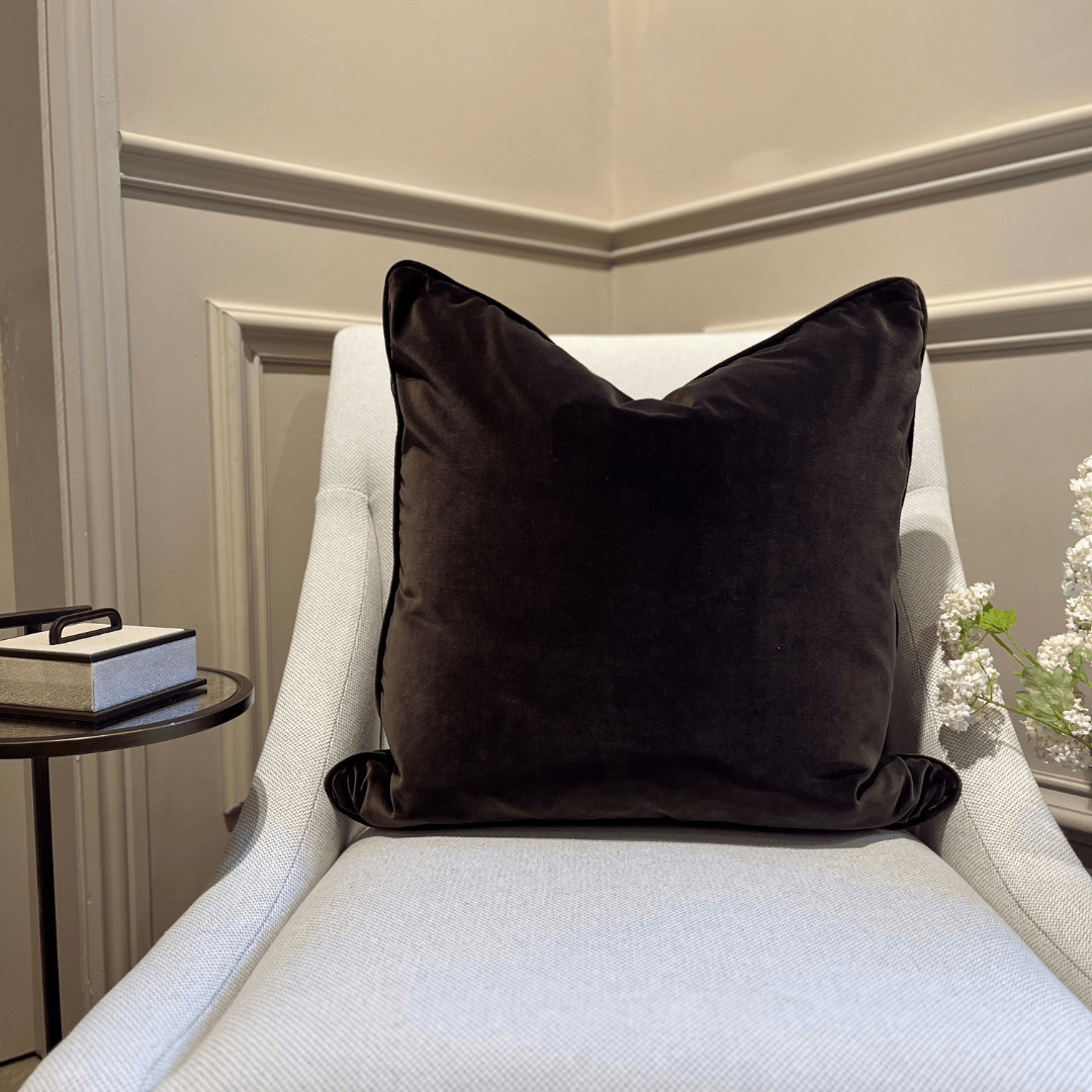 Chocolate Velvet Cushion - Sutherland Interiors