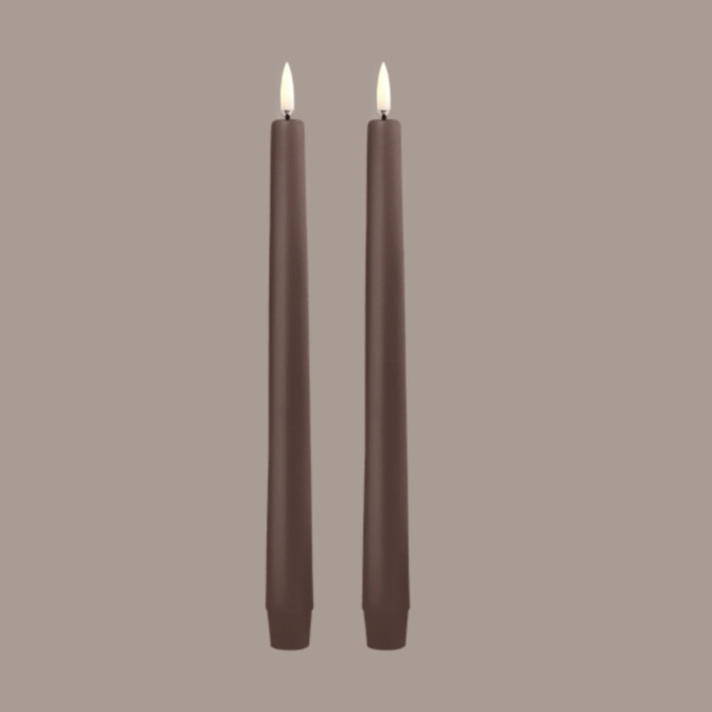 Classic LED Taper Candles in Brown - Sutherland Interiors
