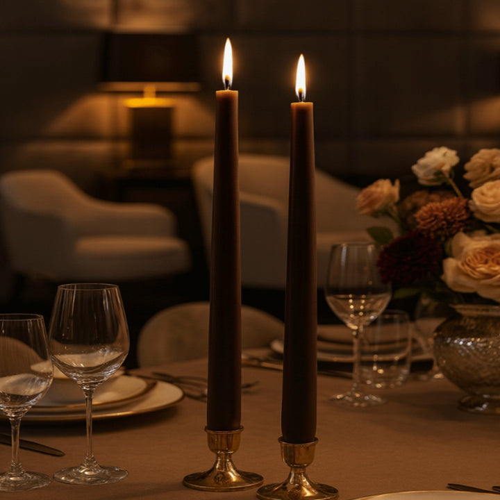 Classic LED Taper Candles in Brown - Sutherland Interiors