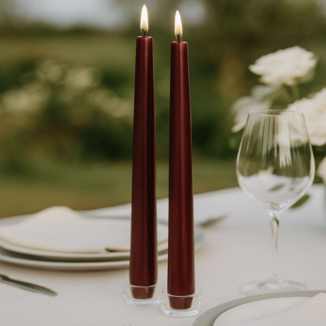 Classic LED Taper Candles in Wine Red - Sutherland Interiors