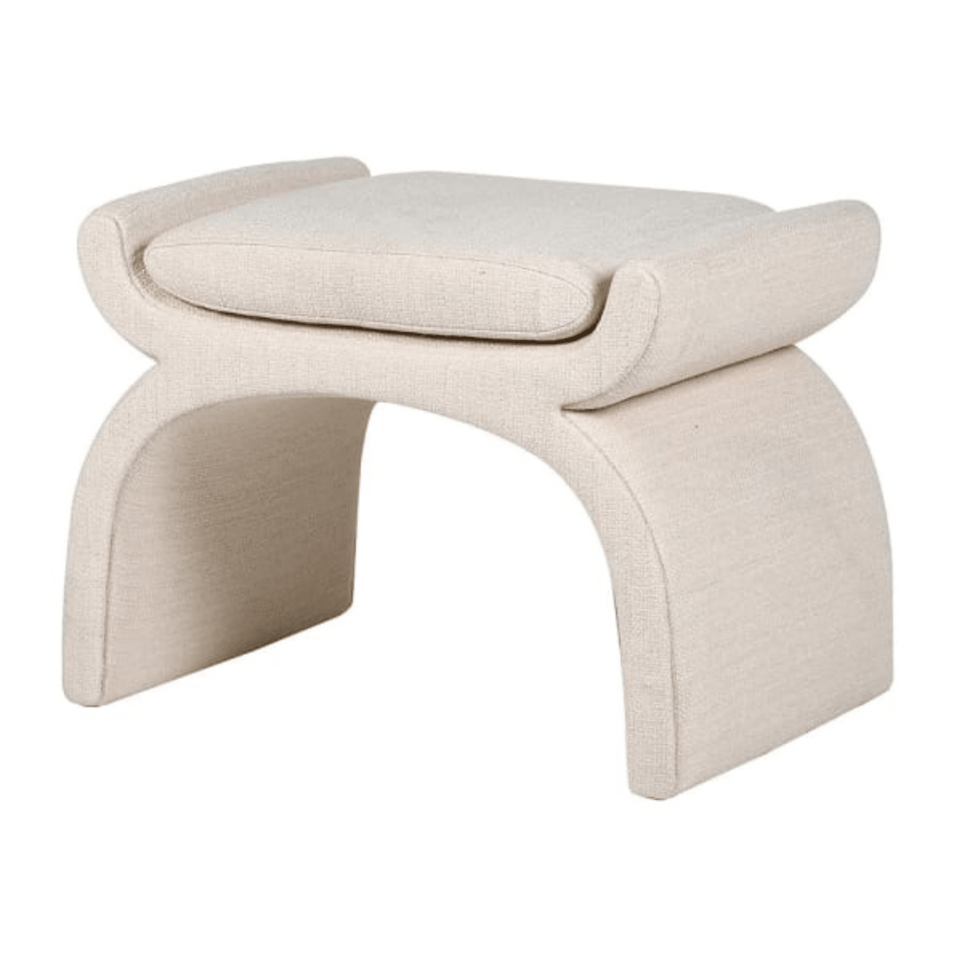 Cream Bouclé Arch Stool - Sutherland Interiors