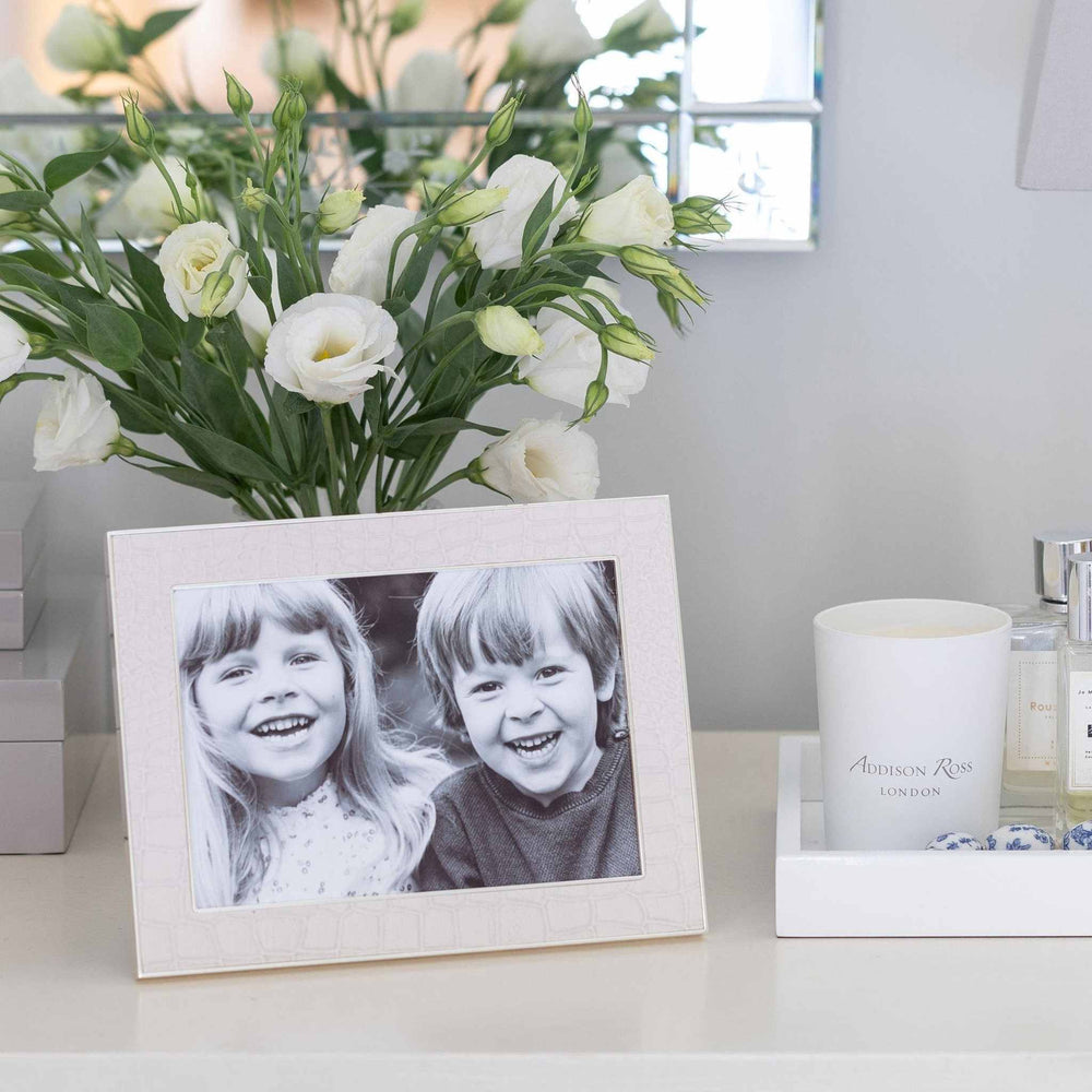 Cream Croc & Silver Frame 4X6 - Sutherland Interiors