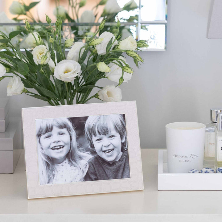 Cream Croc & Silver Frame 4X6 - Sutherland Interiors