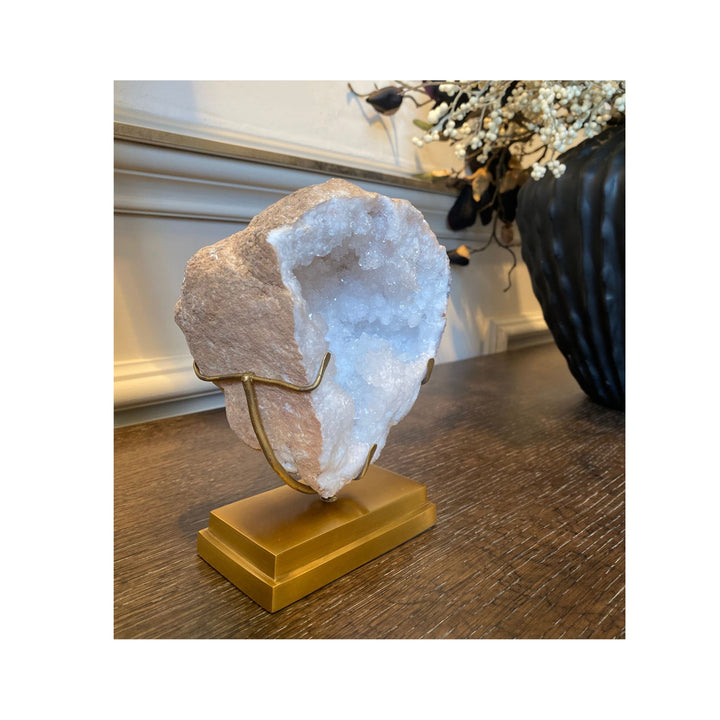 Open rock crystal geode from Morocco L