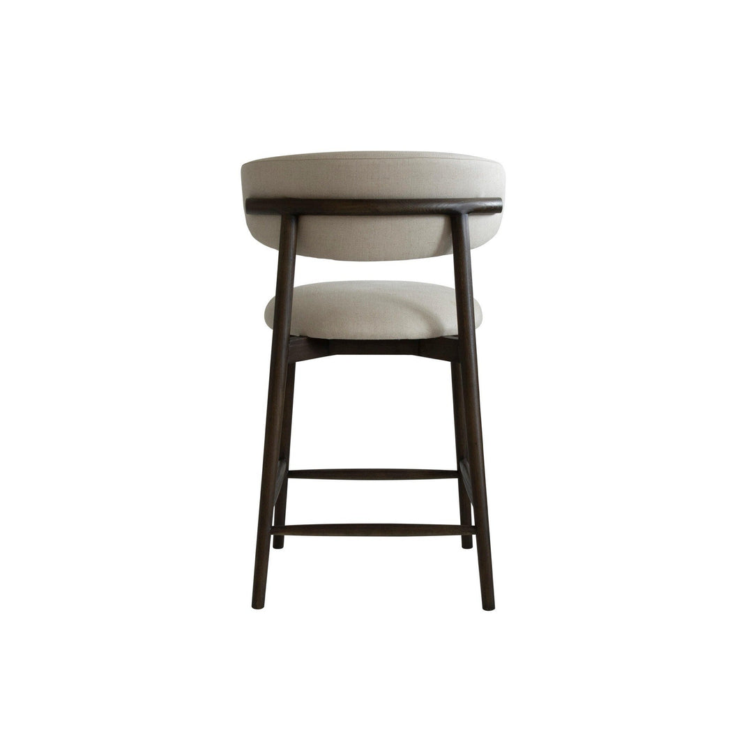Curved Linen Kitty Bar Stool with Solid Wood Frame - Sutherland Interiors
