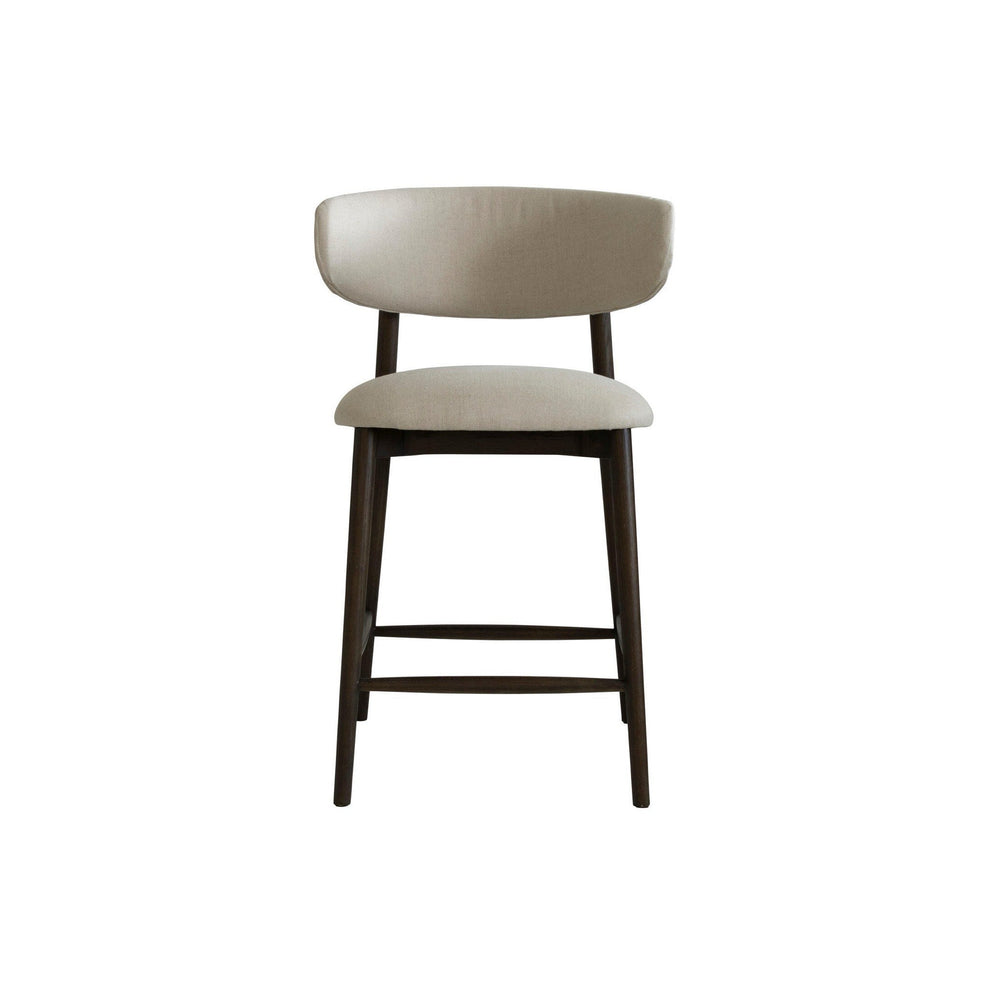 Curved Linen Kitty Bar Stool with Solid Wood Frame - Sutherland Interiors