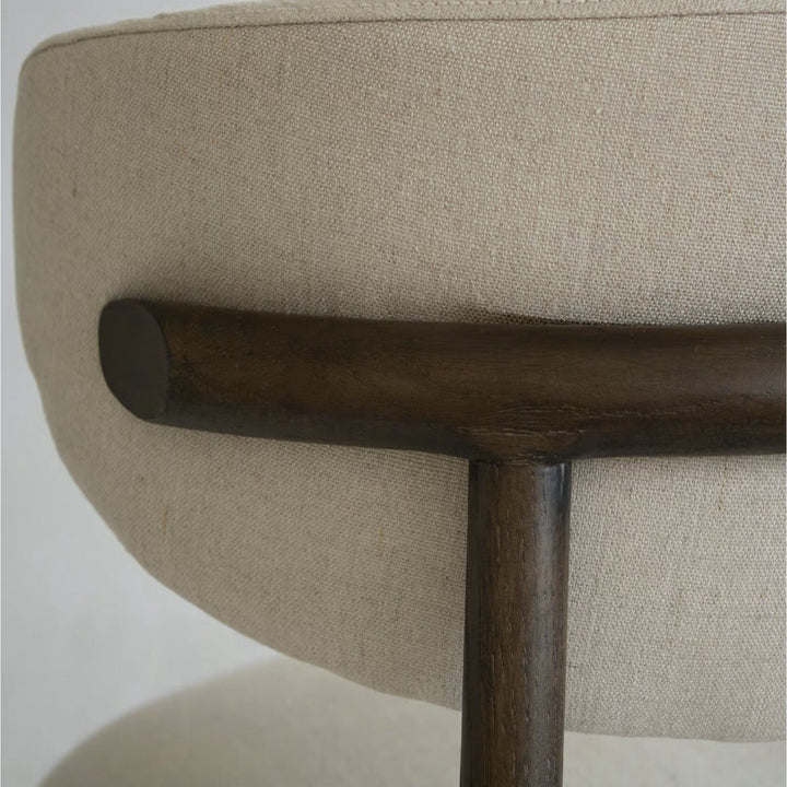 Curved Linen Kitty Bar Stool with Solid Wood Frame - Sutherland Interiors