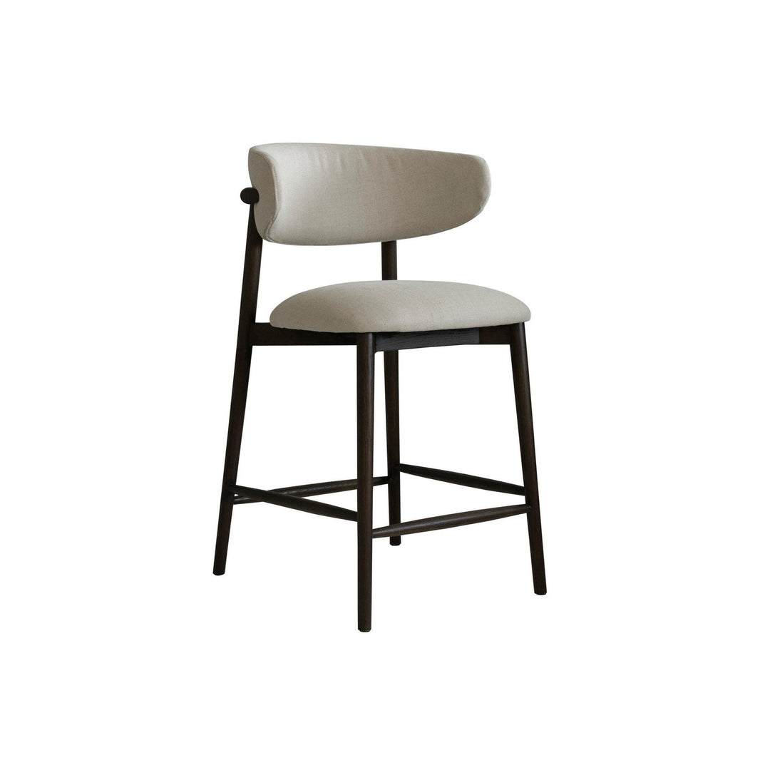 Curved Linen Kitty Bar Stool with Solid Wood Frame - Sutherland Interiors