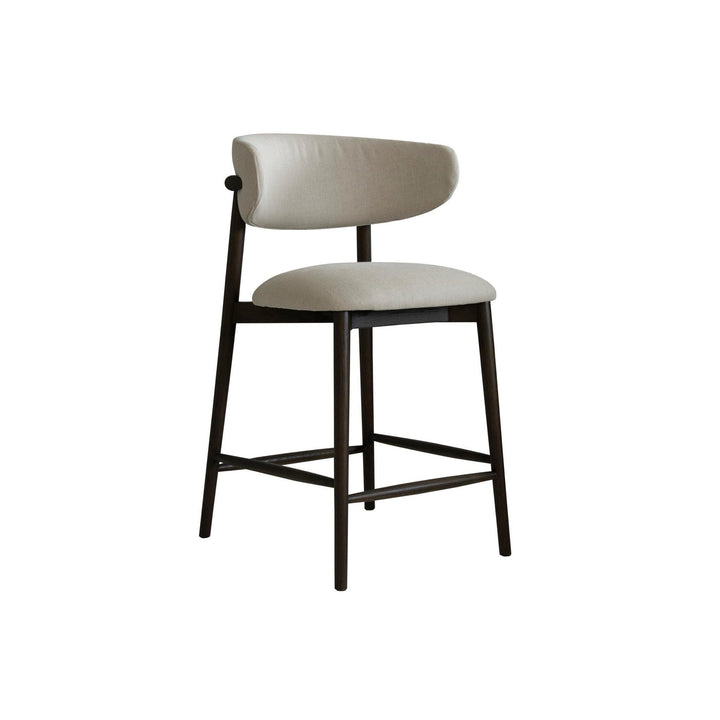 Curved Linen Kitty Bar Stool with Solid Wood Frame - Sutherland Interiors