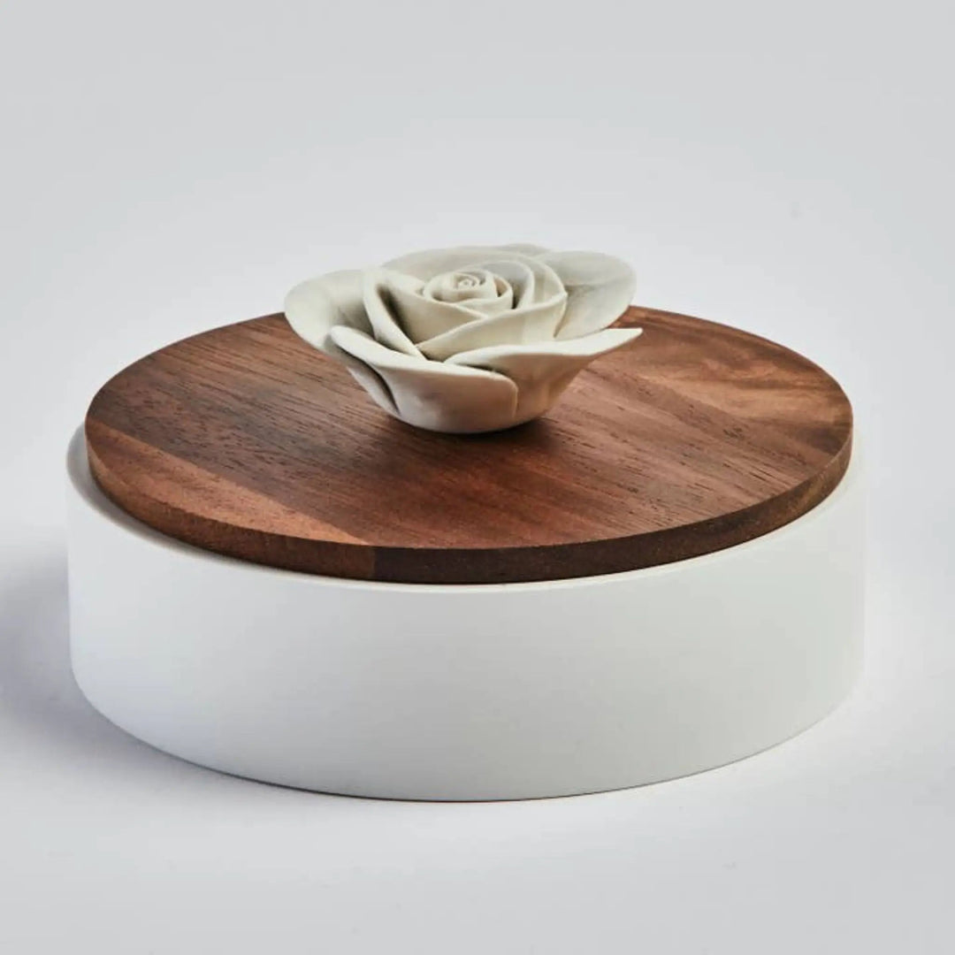 Decorative Wooden Box Decorated with A Ceramic Flower - Gabi - Sutherland Interiors